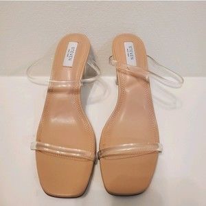 Womens Steven by Steve Madden Jazmin Transparent Clear Block Sandal Heel NWOT